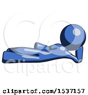 Blue Design Mascot Man Reclined On Side