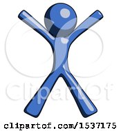 Poster, Art Print Of Blue Design Mascot Man Jumping Or Flailing