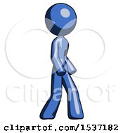 Poster, Art Print Of Blue Design Mascot Woman Turned Right Front View