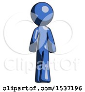 Poster, Art Print Of Blue Design Mascot Man Walking Away Back View