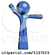 Poster, Art Print Of Blue Design Mascot Man Directing Traffic Right