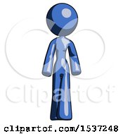 Poster, Art Print Of Blue Design Mascot Woman Walking Front View