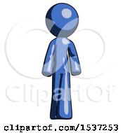 Poster, Art Print Of Blue Design Mascot Man Walking Front View