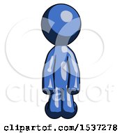 Blue Design Mascot Man Kneeling Front Pose