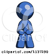 Poster, Art Print Of Blue Design Mascot Man Squatting Facing Front