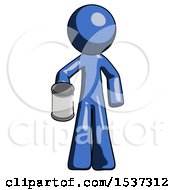 Poster, Art Print Of Blue Design Mascot Man Begger Holding Can Begging Or Asking For Charity