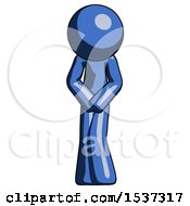 Poster, Art Print Of Blue Design Mascot Bending Over Hurt Or Nautious