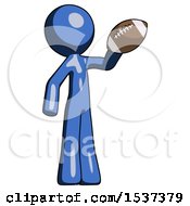 Poster, Art Print Of Blue Design Mascot Man Holding Football Up