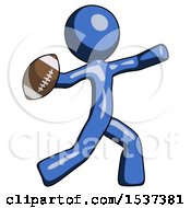 Poster, Art Print Of Blue Design Mascot Man Throwing Football