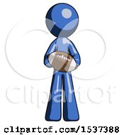 Poster, Art Print Of Blue Design Mascot Man Giving Football To You