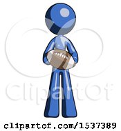 Poster, Art Print Of Blue Design Mascot Woman Giving Football To You