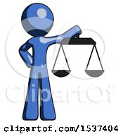 Poster, Art Print Of Blue Design Mascot Man Holding Scales Of Justice