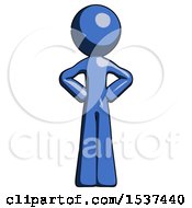 Blue Design Mascot Man Hands On Hips