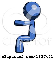 Poster, Art Print Of Blue Design Mascot Man Sitting Or Driving Position