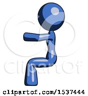 Blue Design Mascot Woman In Sitting Or Driving Position