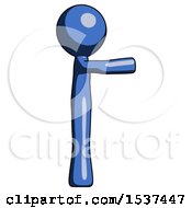 Poster, Art Print Of Blue Design Mascot Man Pointing Right