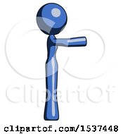 Poster, Art Print Of Blue Design Mascot Woman Pointing Right