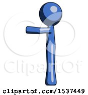 Poster, Art Print Of Blue Design Mascot Man Pointing Left