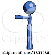 Blue Design Mascot Woman Pointing Left