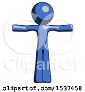 Poster, Art Print Of Blue Design Mascot Man T-Pose Arms Up Standing