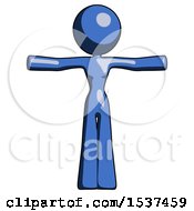 Poster, Art Print Of Blue Design Mascot Woman T-Pose Arms Up Standing