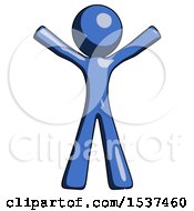 Poster, Art Print Of Blue Design Mascot Man Surprise Pose Arms And Legs Out