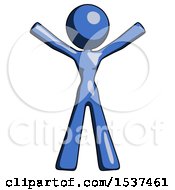 Poster, Art Print Of Blue Design Mascot Woman Surprise Pose Arms And Legs Out