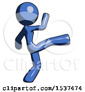 Blue Design Mascot Woman Kick Pose