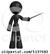 Poster, Art Print Of Black Design Mascot Woman Teacher Or Conductor With Stick Or Baton Directing