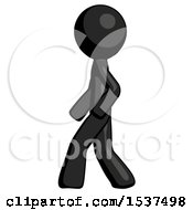 Black Design Mascot Man Walking Left Side View