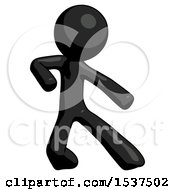 Black Design Mascot Man Karate Defense Pose Right