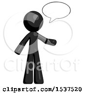 Poster, Art Print Of Black Design Mascot Man With Word Bubble Talking Chat Icon
