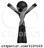 Poster, Art Print Of Black Design Mascot Woman With Arms Out Joyfully