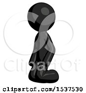 Black Design Mascot Man Kneeling Angle View Left