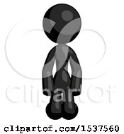 Black Design Mascot Woman Kneeling Front Pose