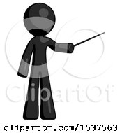 Poster, Art Print Of Black Design Mascot Man Teacher Or Conductor With Stick Or Baton Directing