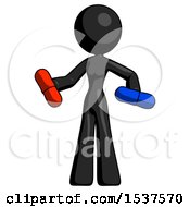 Poster, Art Print Of Black Design Mascot Woman Red Pill Or Blue Pill Concept