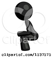 Black Design Mascot Woman Squatting Facing Left