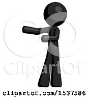 Poster, Art Print Of Black Design Mascot Man Presenting Something To His Right