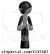 Black Design Mascot Woman Walking Front View