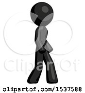 Black Design Mascot Man Walking Turned Right Front View