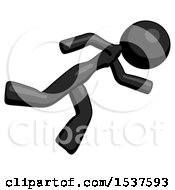 Poster, Art Print Of Black Design Mascot Woman Running While Falling Down