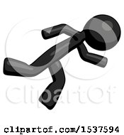 Black Design Mascot Man Running While Falling Down