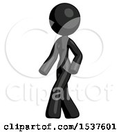 Black Design Mascot Woman Man Walking Turned Left Front View