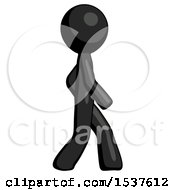 Poster, Art Print Of Black Design Mascot Man Walking Right Side View