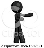 Black Design Mascot Man Presenting Something To His Left