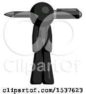 Black Design Mascot Man Head Impaled With Pen