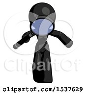 Poster, Art Print Of Black Design Mascot Woman Looking Down Through Magnifying Glass