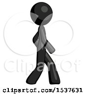 Black Design Mascot Woman Walking Right Side View