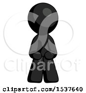 Black Design Mascot Man Squatting Facing Front